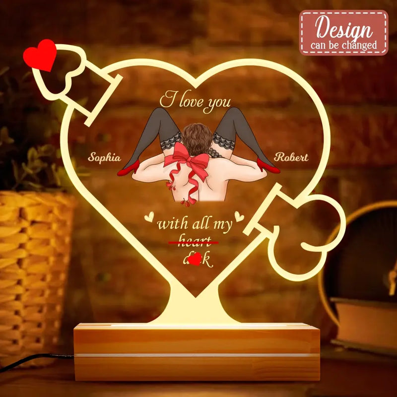 Personalized Naughty Couple Acrylic Night Light - Funny Gift Idea For Couple/Valentine's Day - I Love You