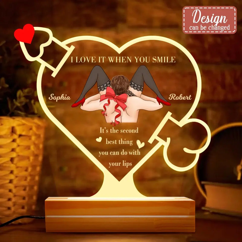 Personalized Naughty Couple Acrylic Night Light - Funny Gift Idea For Couple/Valentine's Day - I Love You