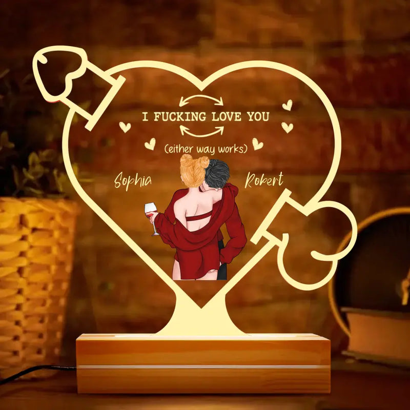 Personalized Naughty Couple Acrylic Night Light - Funny Gift Idea For Couple/Valentine's Day - I Love You