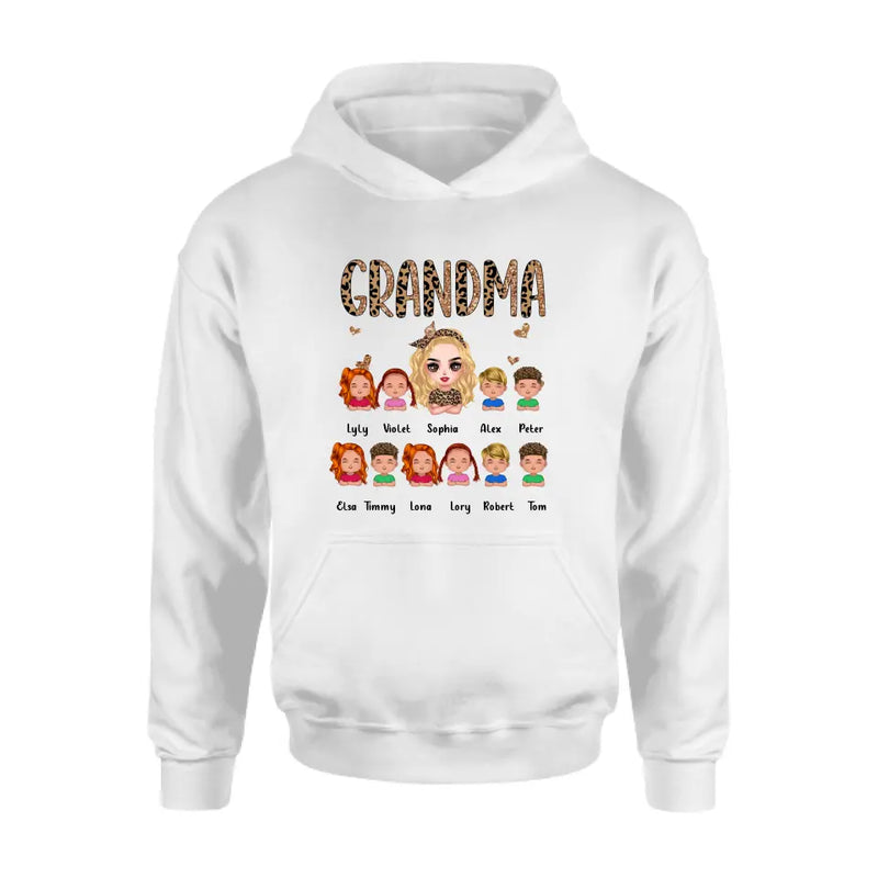 Personalized Leopard Grandma T-shirt/Hoodie - Gift Idea For Grandma/Mother's Day - Up to 10 Kids - Grandma
