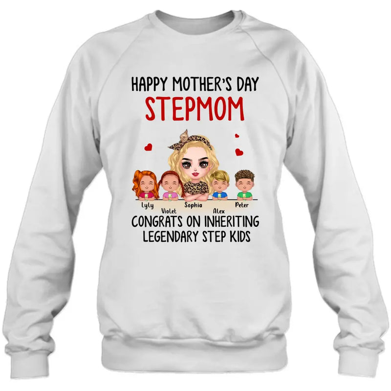 Personalized Mom & Kids Shirt/Hoodie - Gift Idea For Mom/Mother's Day - Up to 4 Kids - Happy Mother's Day StepMom