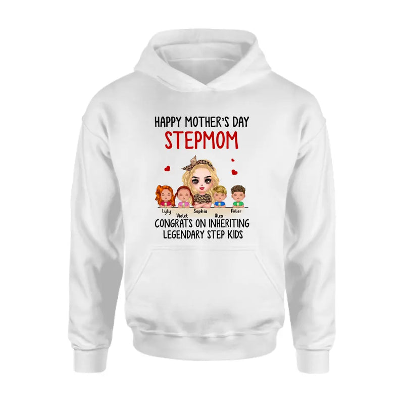 Personalized Mom & Kids Shirt/Hoodie - Gift Idea For Mom/Mother's Day - Up to 4 Kids - Happy Mother's Day StepMom
