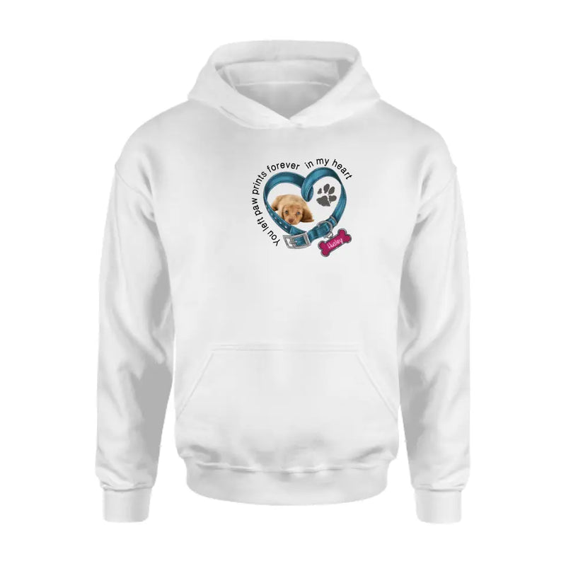 Personalized Memorial Dog T-shirt/Hoodie - Upload Photo - Gift Idea For Dog Lover/Mother's Day/Father's Day - You Left Paw Prints Forever In My Heart