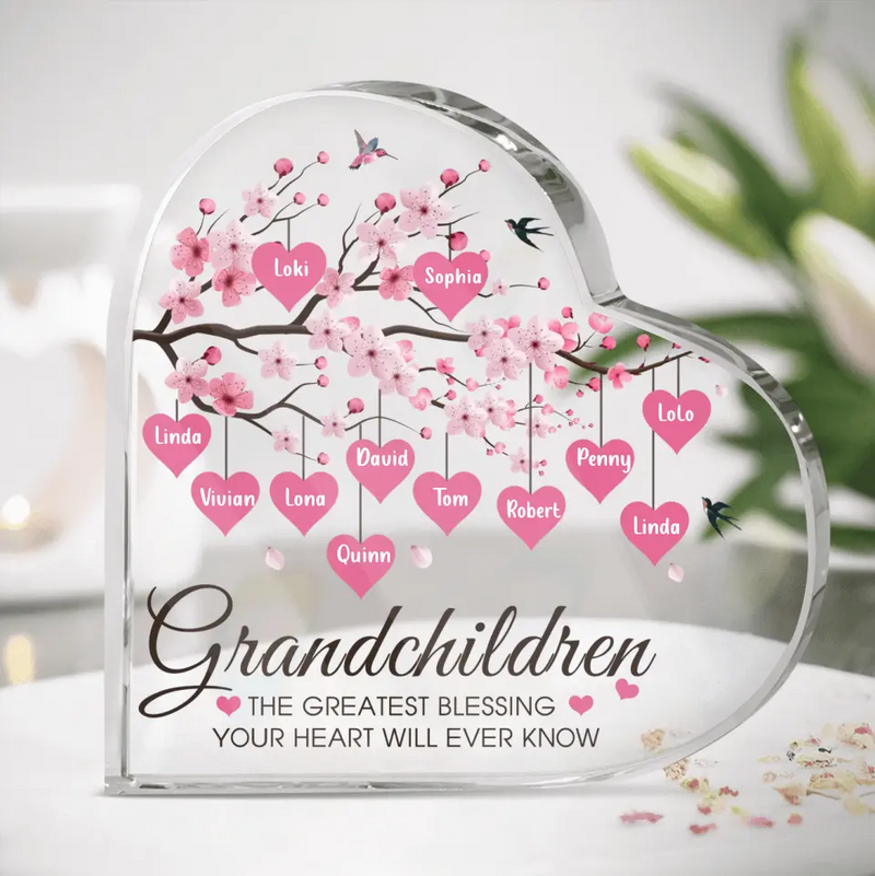 Personalized Grandma Acrylic Plaque - Gift Idea For Grandma - Up to 12 Kids - Grandchildren The Greatest Blessing Your Heart Will Ever Know