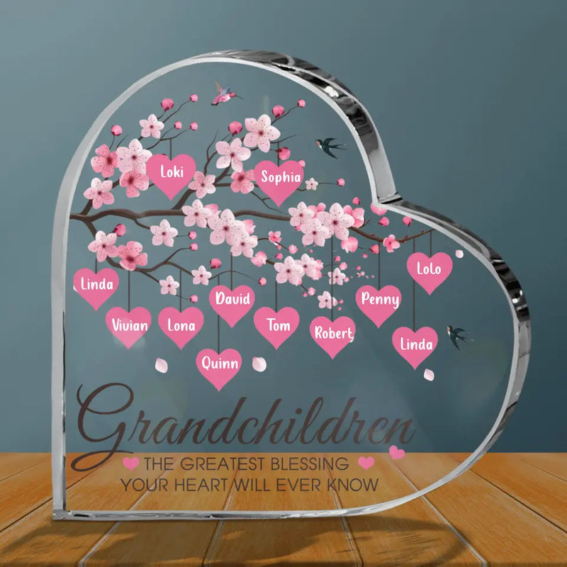 Personalized Grandma Acrylic Plaque - Gift Idea For Grandma - Up to 12 Kids - Grandchildren The Greatest Blessing Your Heart Will Ever Know