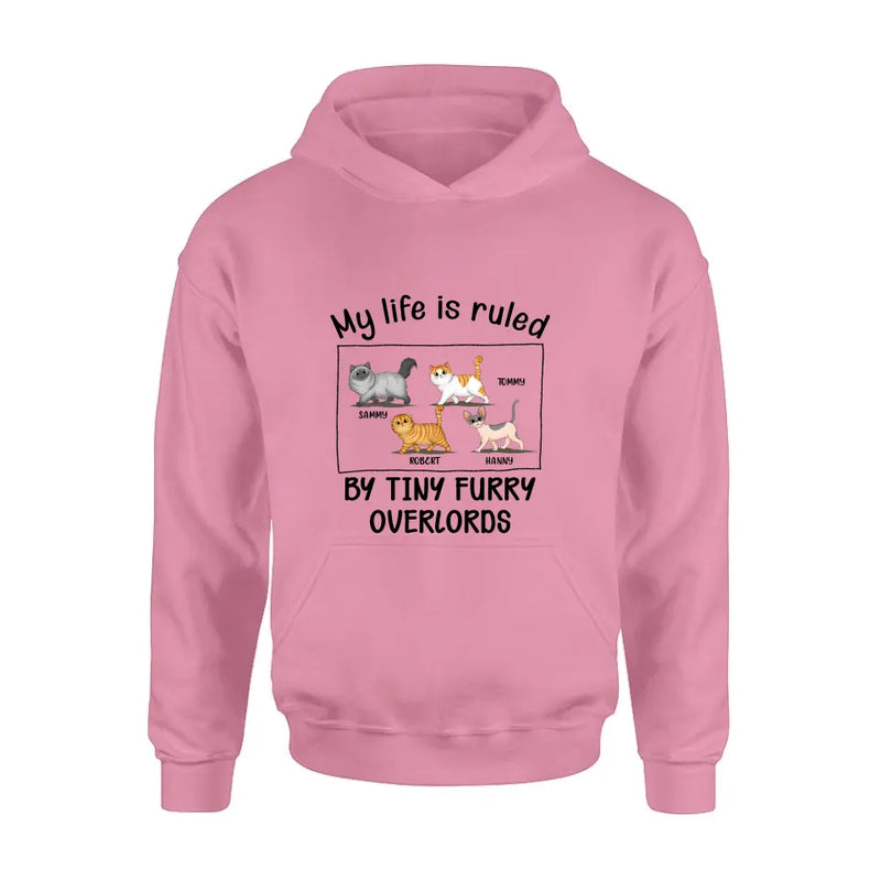 Personalized Cat T-shirt/Hoodie - Gift Idea For Cat Lovers - My Life Is Ruled By Tiny Furry Overlords