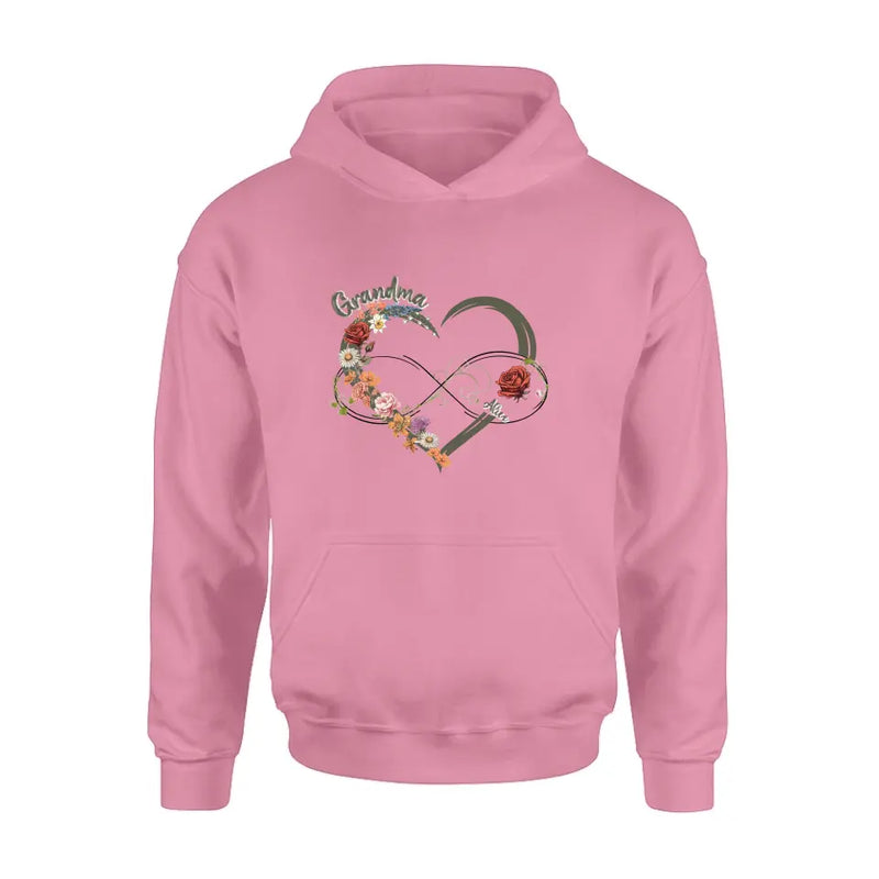 Personalized Floral Heart Grandma Mom Vintage Birth Month Flower Shirt/Hoodie - Up to 10 Kids - Mother's Day Gift Idea for Mom/Grandma