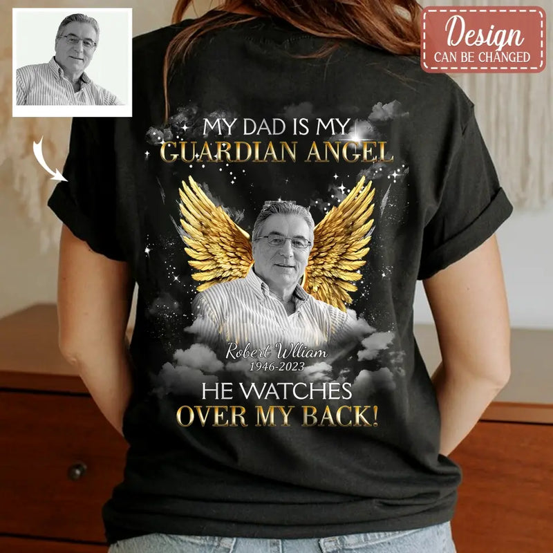 Personalized Memorial Mom/Dad T-shirt/Hoodie - Upload Photo - Memorial Gift Idea For Family Member - My Mom Is My Guardian Angel
