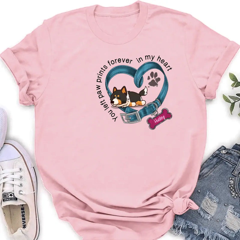 Personalized Memorial Dog Collar Shirt/Hoodie - Gift Idea For Dog Lover/Mother's Day/Father's Day - You Left Paw Prints Forever In My Heart