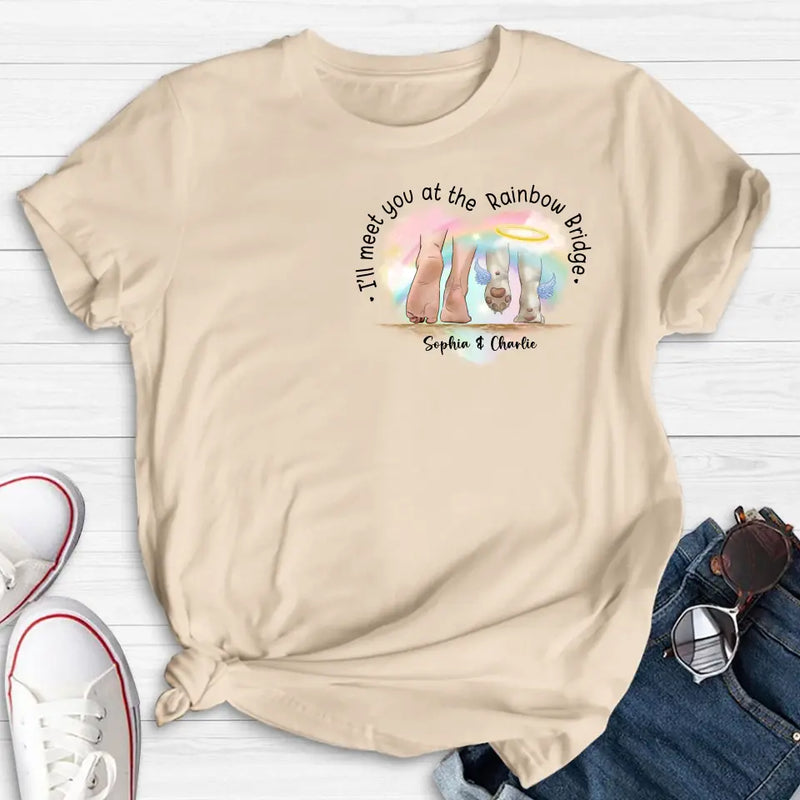 Personalized Memorial Dog T-shirt/Hoodie - Gift Idea For Dog Lover/Mother's Day/Father's Day - I'll Meet You At The Rainbow Bridge