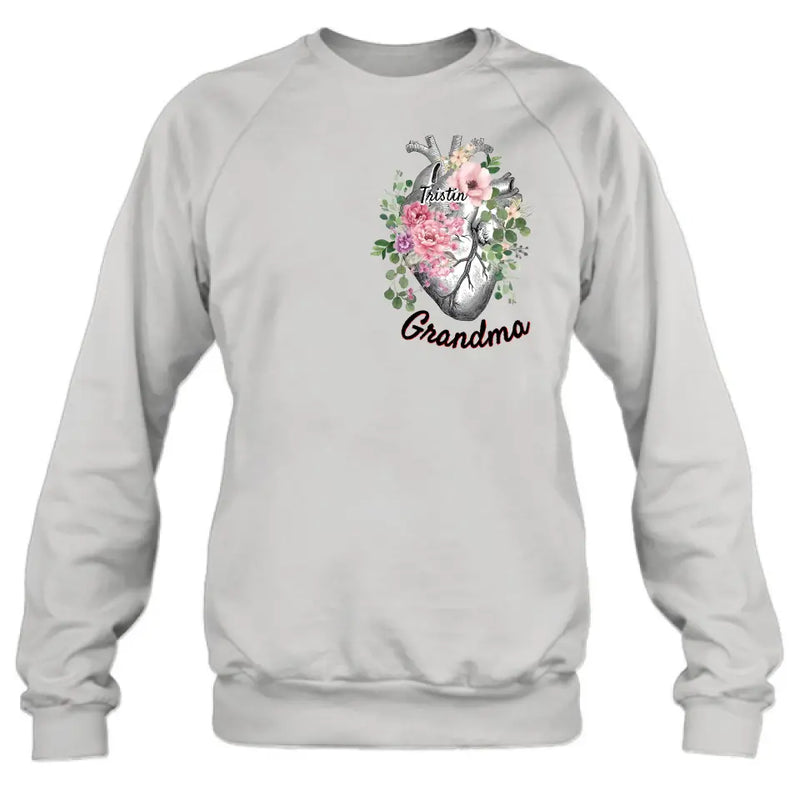 Personalized Spring Floral Heart Shirt/Hoodie - Up to 10 Kids - Mother's Day Gift Idea for Mom/Grandma - Grandma