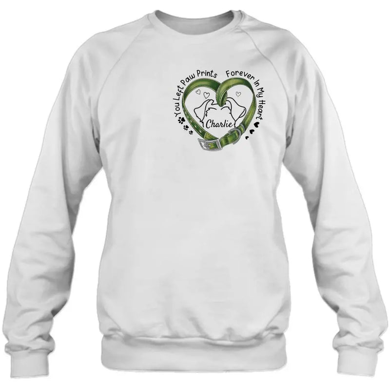 Personalized Memorial Dog Collar T-shirt/Hoodie - Gift Idea For Dog Lover/Mother's Day/Father's Day - You Left Paw Prints Forever In My Heart