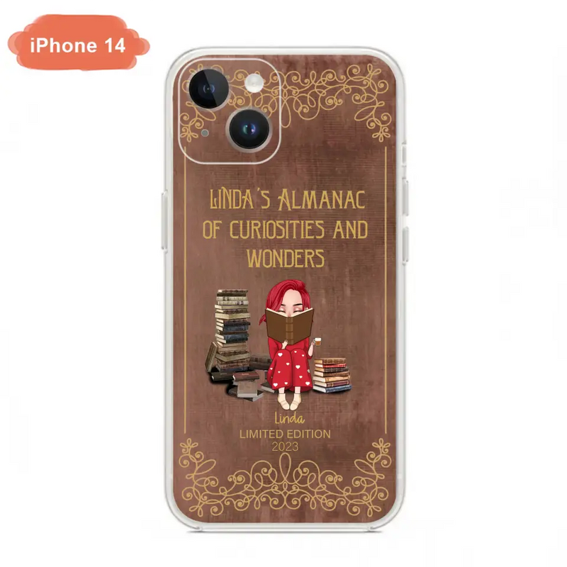 Personalized Reading Girl Phone Case - Gift Idea For Reading Lovers - Almanac Of Curiosities - Cases For iPhone/Samsung