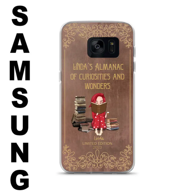 Personalized Reading Girl Phone Case - Gift Idea For Reading Lovers - Almanac Of Curiosities - Cases For iPhone/Samsung