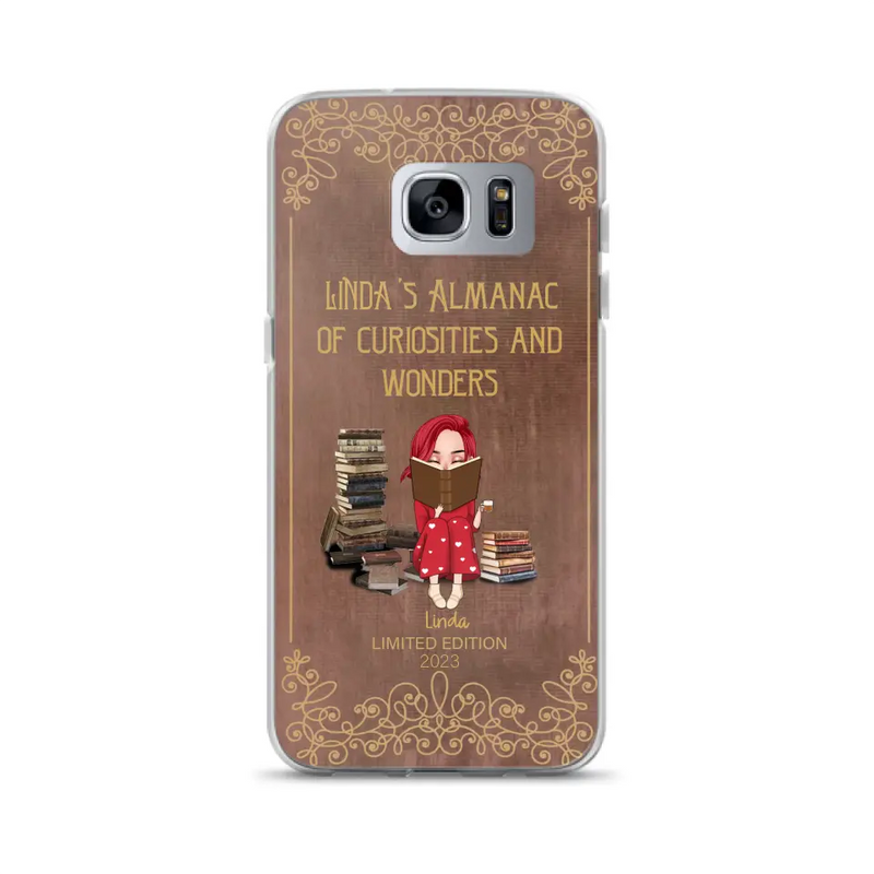 Personalized Reading Girl Phone Case - Gift Idea For Reading Lovers - Almanac Of Curiosities - Cases For iPhone/Samsung