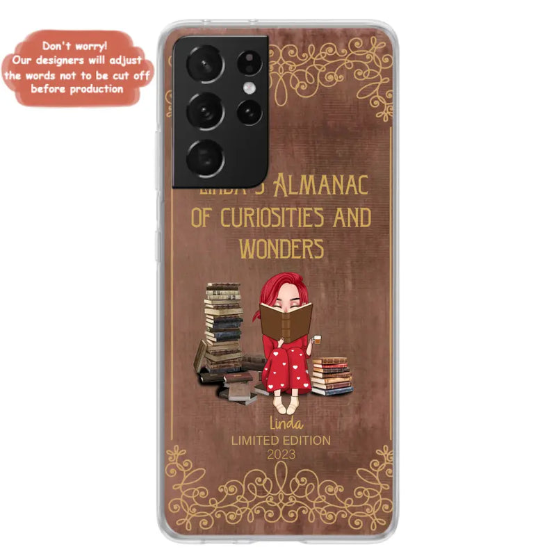 Personalized Reading Girl Phone Case - Gift Idea For Reading Lovers - Almanac Of Curiosities - Cases For iPhone/Samsung