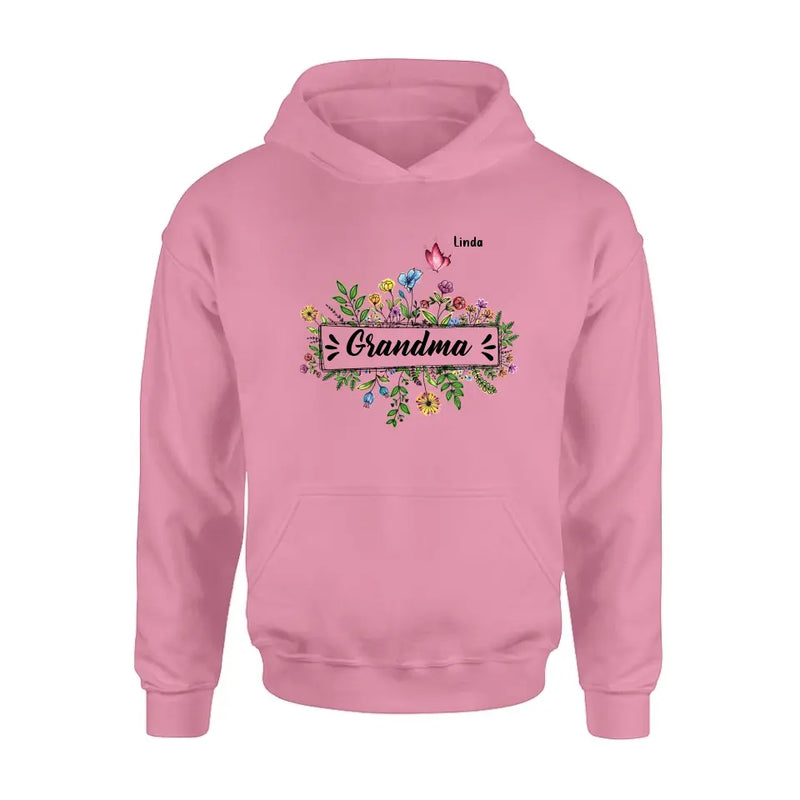 Personalized Grandma Flower Butterfly Shirt/Hoodie - Up to 10 Kids/Grandkids - Mother's Day Gift Idea For Grandma/Mom