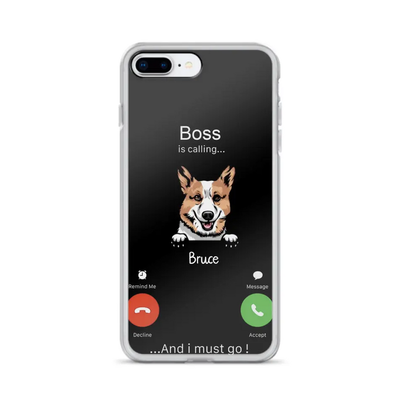 Personalized Dog Phone Case - Gift Idea For Dog Lover/Mother's Day/Father's Day - Up to 5 Dogs - Boss Is Calling And I Must Go - Case For iPhone/Samsung