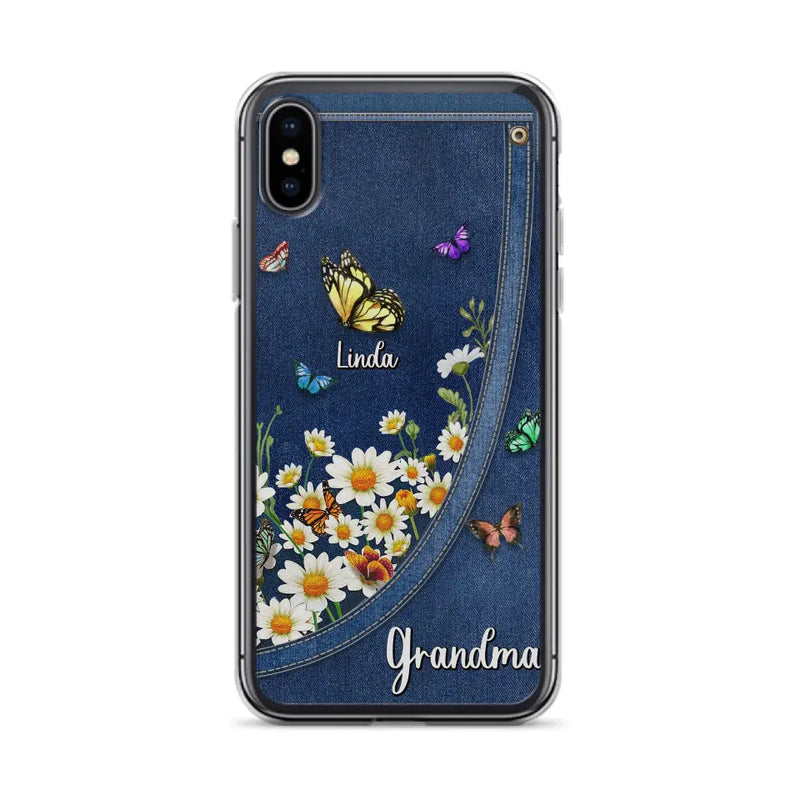 Personalized Daisy And Butterfly Grandma Phone Case - Gift Idea For Grandma - Up to 10 Kids - Case For iPhone/Samsung