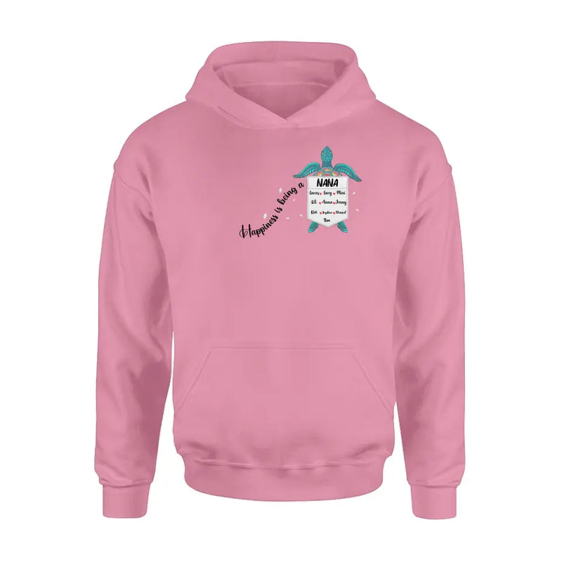 Personalized Nana Turtle Shirt/Hoodie - Mother's Day Gift Idea For Grandma/Mom - Up to 10 Kids - Happiness Is Being A Nana