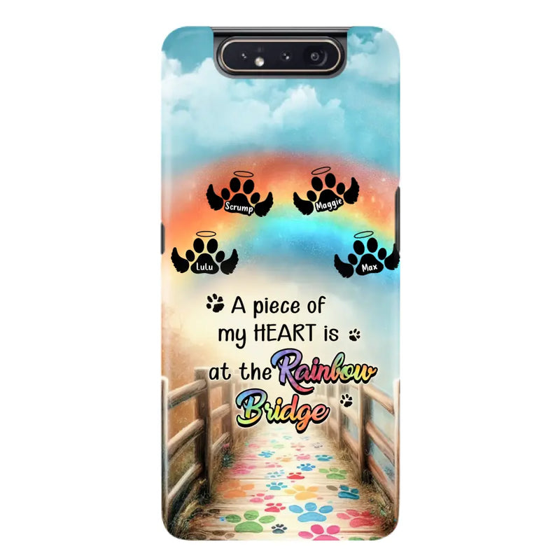 Personalized Rainbow Bridge Memorial Phone Case - Memorial Gift Idea For Dog Lover - Up to 4 Dogs - A Piece Of My Heart Is At The Rainbow Bridge - Case For iPhone/Samsung