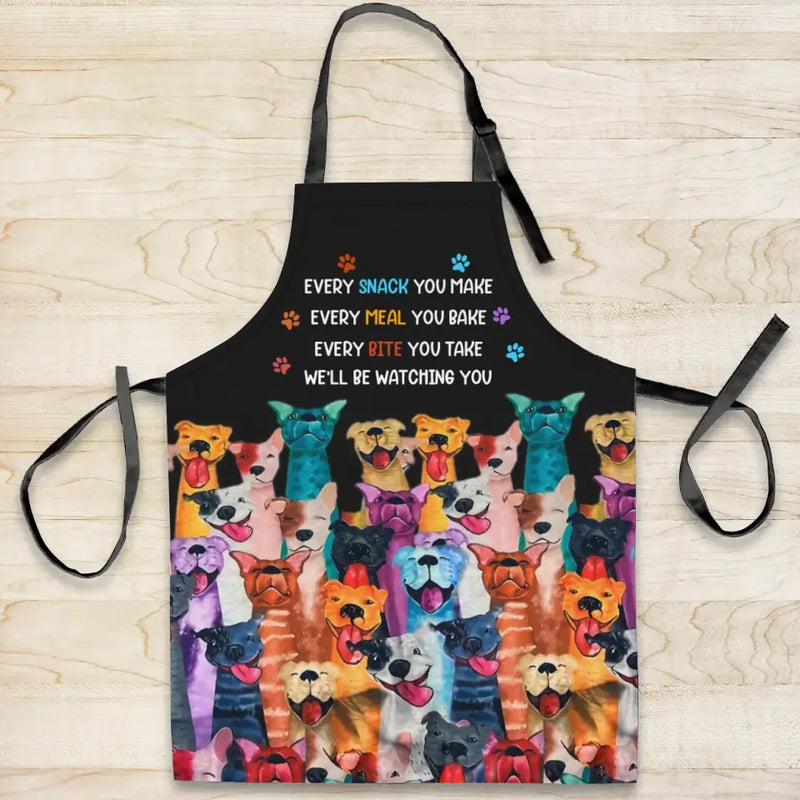Personalized Kitchen Fashion Home Pocketless Apron - Gift Idea For Cooking Lover/Pet Lovers/Mother's Day - We'll Be Watching You