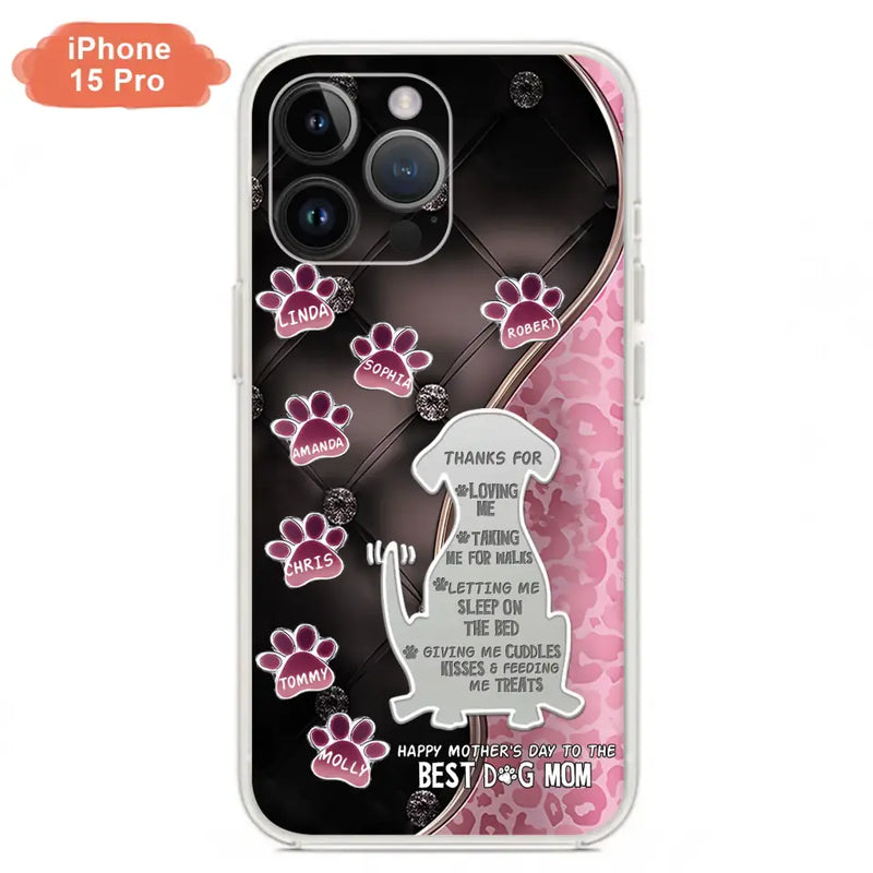 Personalized Memorial Dog Mom Phone Case - Memorial Gift Idea For Dog Lover - Up to 7 Dogs - Thanks For Loving Me - Case For iPhone/Samsung