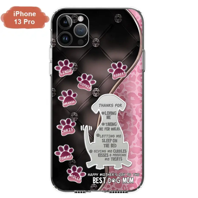Personalized Memorial Dog Mom Phone Case - Memorial Gift Idea For Dog Lover - Up to 7 Dogs - Thanks For Loving Me - Case For iPhone/Samsung