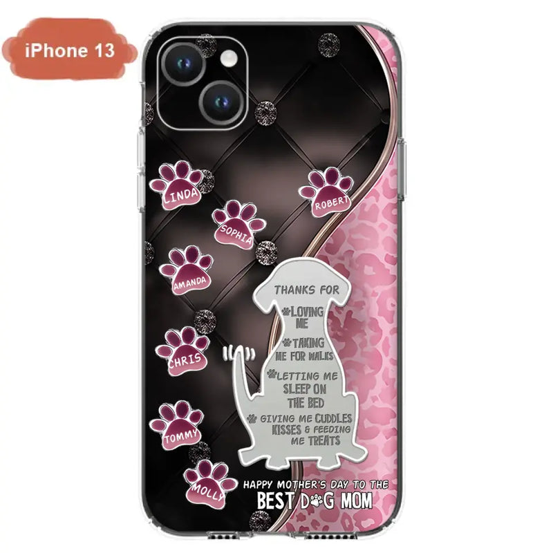 Personalized Memorial Dog Mom Phone Case - Memorial Gift Idea For Dog Lover - Up to 7 Dogs - Thanks For Loving Me - Case For iPhone/Samsung