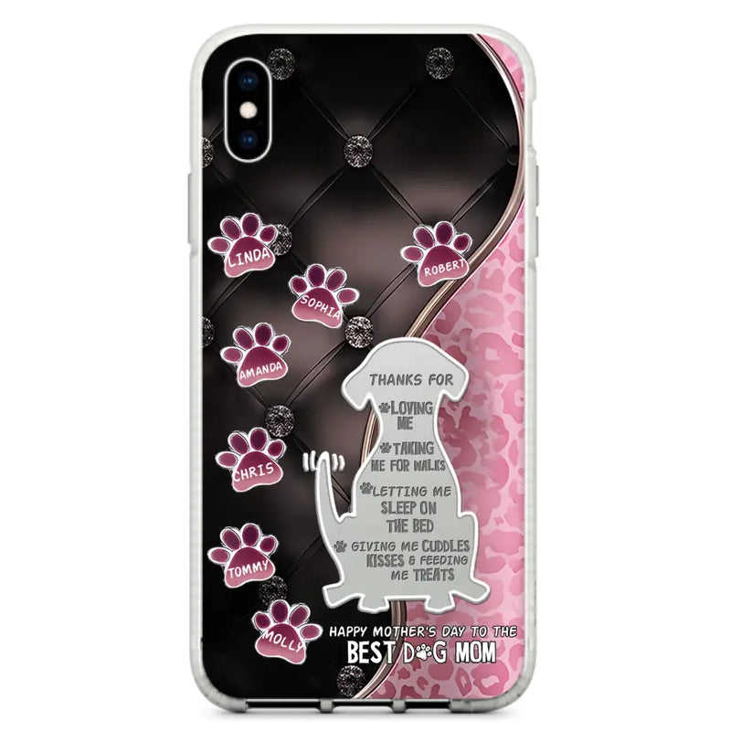 Personalized Memorial Dog Mom Phone Case - Memorial Gift Idea For Dog Lover - Up to 7 Dogs - Thanks For Loving Me - Case For iPhone/Samsung