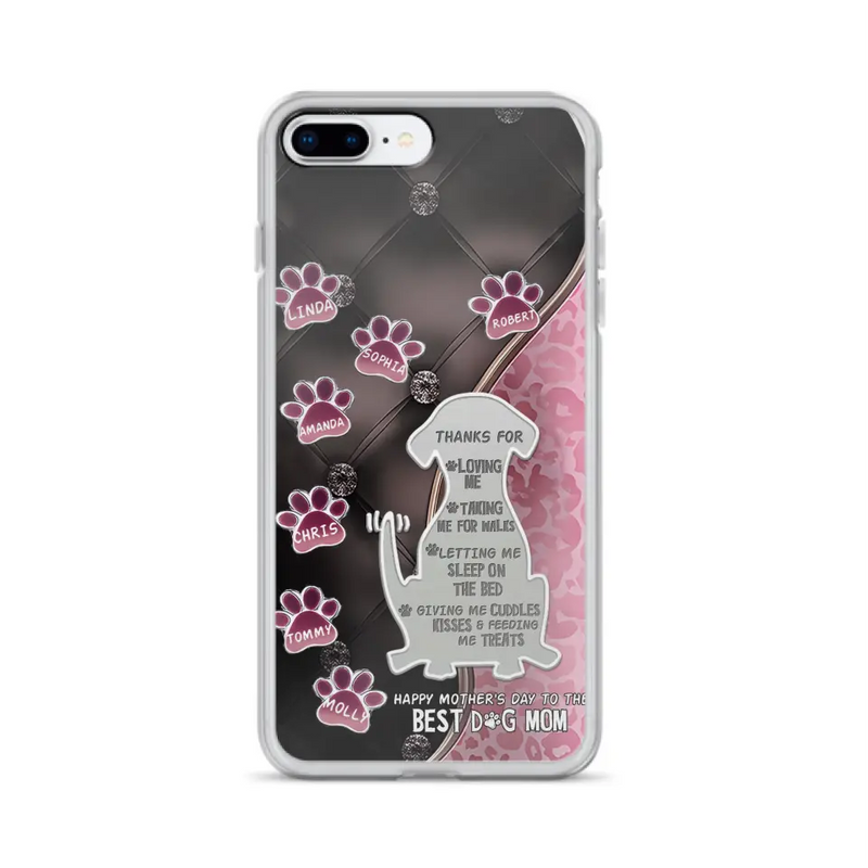 Personalized Memorial Dog Mom Phone Case - Memorial Gift Idea For Dog Lover - Up to 7 Dogs - Thanks For Loving Me - Case For iPhone/Samsung
