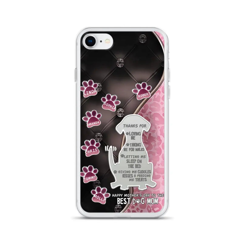 Personalized Memorial Dog Mom Phone Case - Memorial Gift Idea For Dog Lover - Up to 7 Dogs - Thanks For Loving Me - Case For iPhone/Samsung