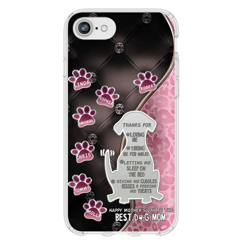 Personalized Memorial Dog Mom Phone Case - Memorial Gift Idea For Dog Lover - Up to 7 Dogs - Thanks For Loving Me - Case For iPhone/Samsung
