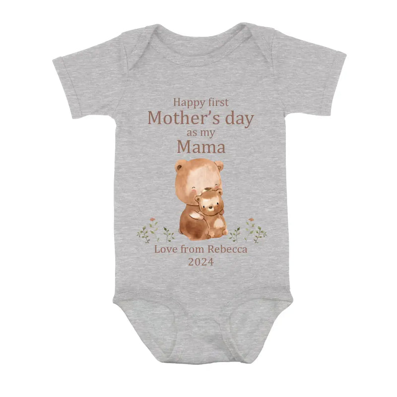 Personalized Happy First Mother's Day Shirt/Baby Onesie - Gift Idea For Mom/Grandma/Baby/Mother's Day