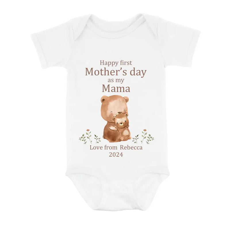 Personalized Happy First Mother's Day Shirt/Baby Onesie - Gift Idea For Mom/Grandma/Baby/Mother's Day