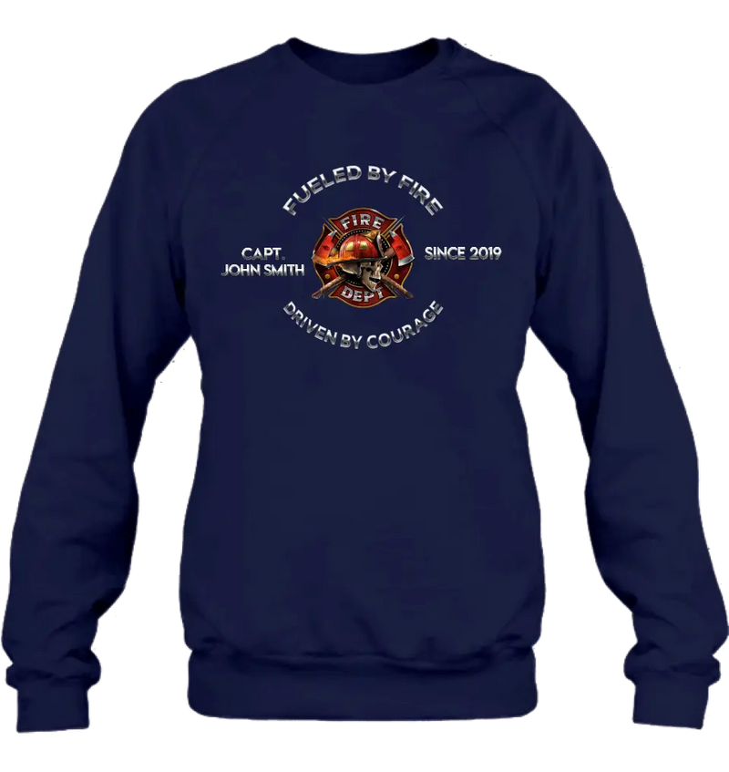 Personalized Fire Fighter Shirt/Hoodie - Father's Day Gift Idea For Fire Fighter - Fueled By Fire Driven By Courage