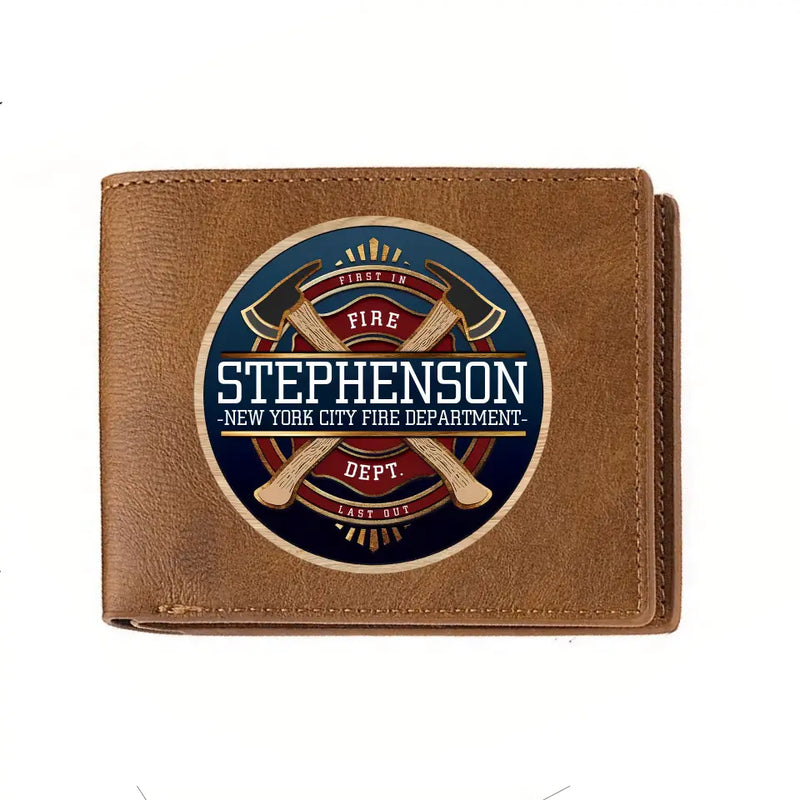 Personalized Firefighter Leather Wallet - Father's Day Gift Idea for Firefighter