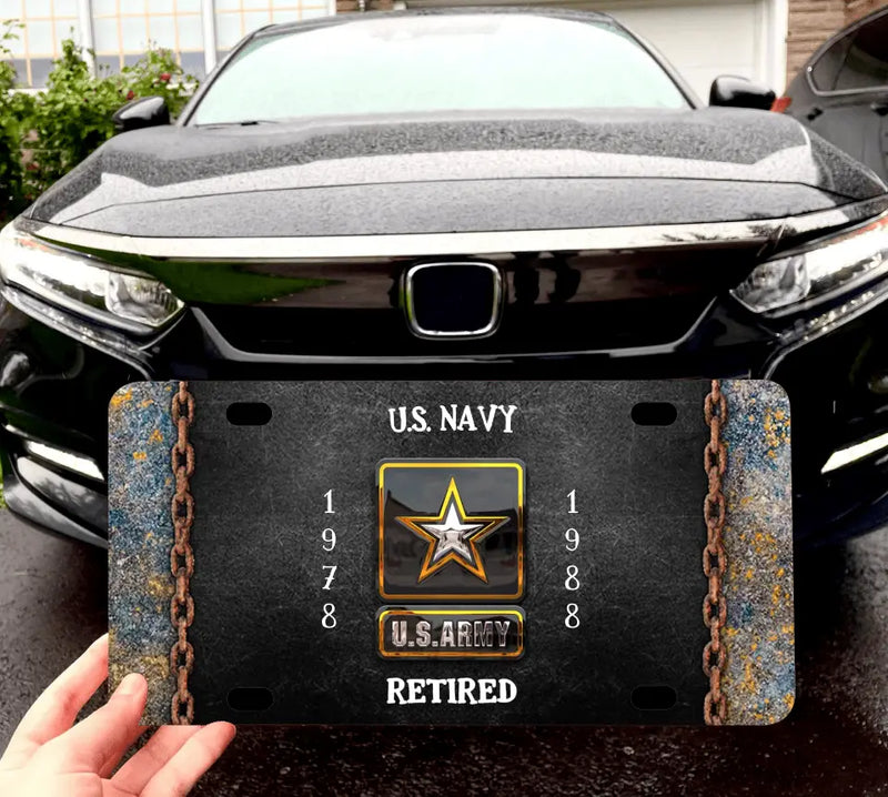 Personalized Retired Veteran License Plate - Father's Day Gift Idea for Veteran