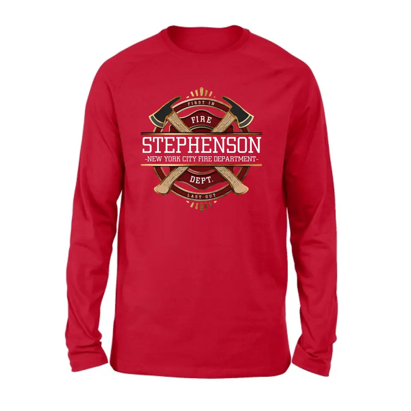 Personalized Fire Dept. Shirt/Hoodie - Father's Day Gift Idea for Firefighter/First Responder/EMT/EMS - First In Last Out