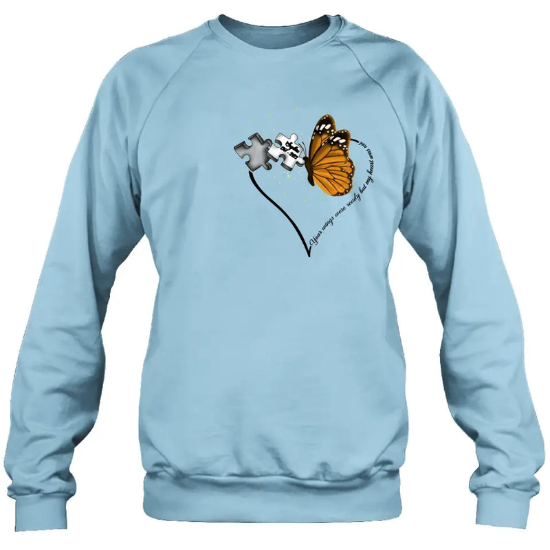 Personalized Memorial Butterfly Shirt/Hoodie - Memorial Gift Idea For Family Member - A Piece Of My Heart Lives In Heaven