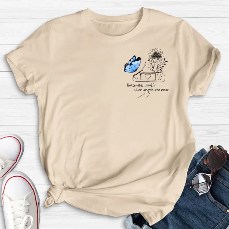 Personalized Memorial Unisex T-shirt/Long Sleeve/Sweatshirt/Hoodie - Memorial Gift Idea - Butterflies Appear When Angels Are Near