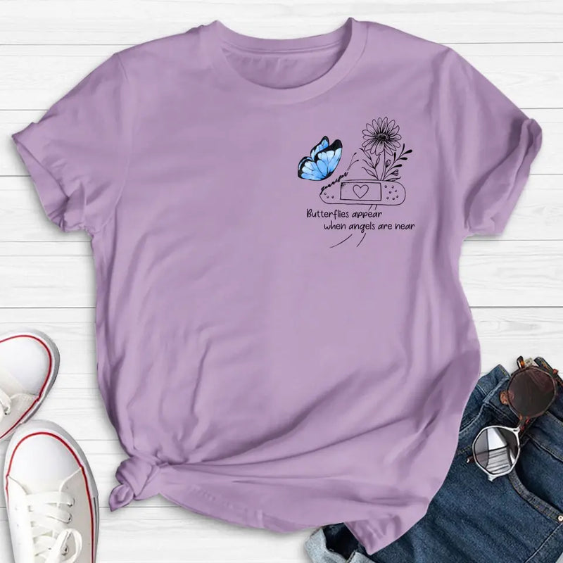 Personalized Memorial Unisex T-shirt/Long Sleeve/Sweatshirt/Hoodie - Memorial Gift Idea - Butterflies Appear When Angels Are Near