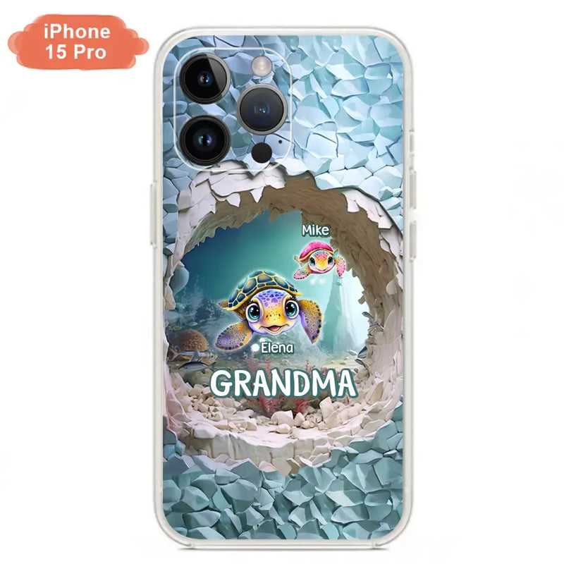 Personalized Turtle Phone Case - Up to 10 Kids - Mother's Day Gift Idea For Grandma - Case for iPhone/Samsung