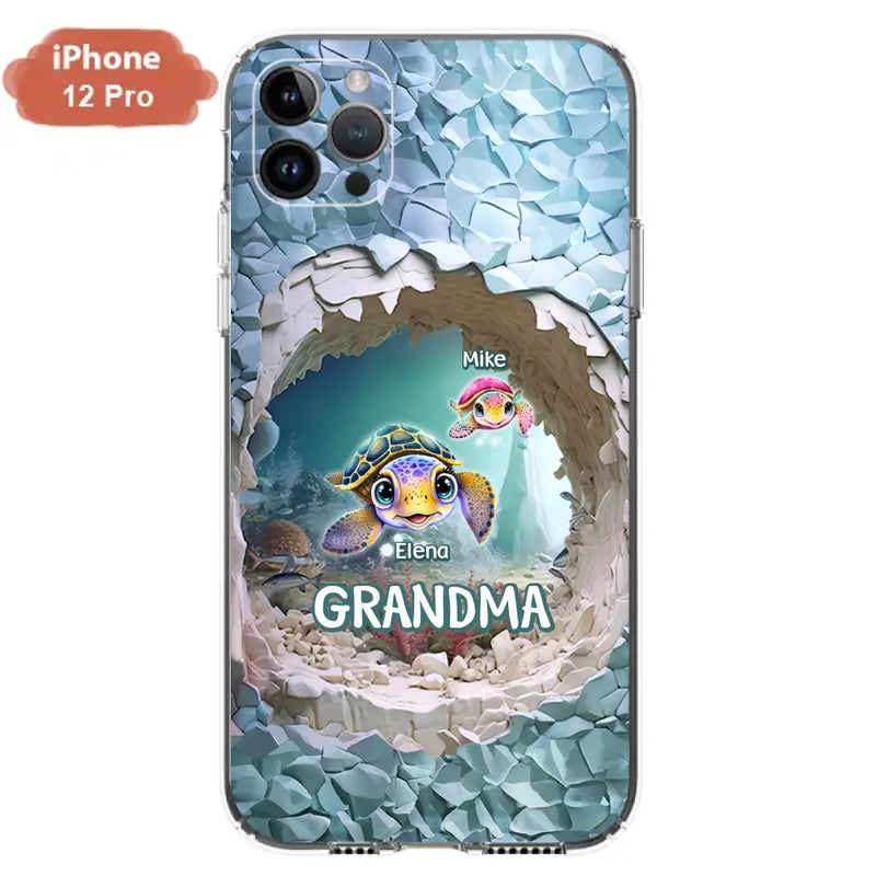 Personalized Turtle Phone Case - Up to 10 Kids - Mother's Day Gift Idea For Grandma - Case for iPhone/Samsung