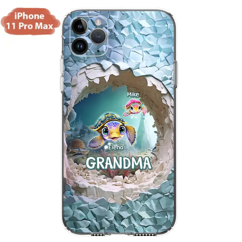 Personalized Turtle Phone Case - Up to 10 Kids - Mother's Day Gift Idea For Grandma - Case for iPhone/Samsung