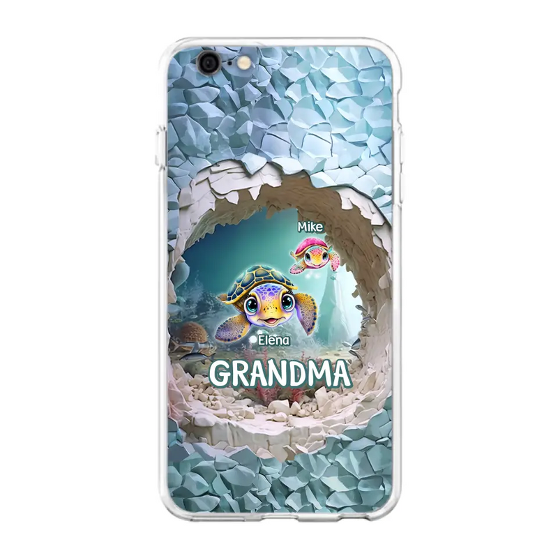 Personalized Turtle Phone Case - Up to 10 Kids - Mother's Day Gift Idea For Grandma - Case for iPhone/Samsung