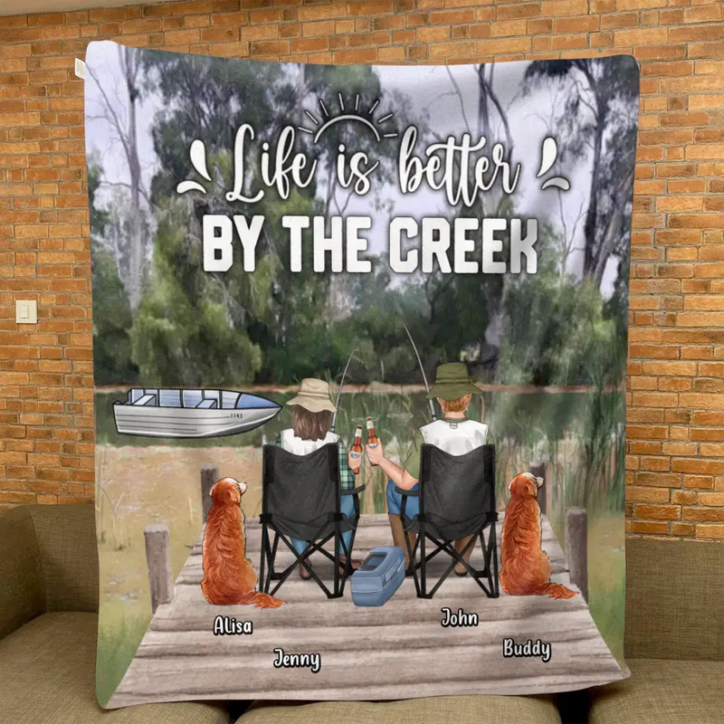 Personalized Fishing Fleece Throw/Quilt Blanket - Gift Idea for Fishing Lover - Life Is Better By The Creek