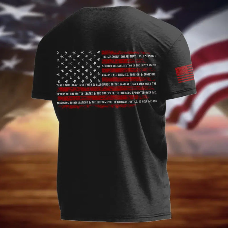 Personalized Veteran AOP Men's T-shirt - Father's Day Gift Idea For Veteran - I Do Solemnly Swear That I Will Support & Defend The Constitution Of The United States