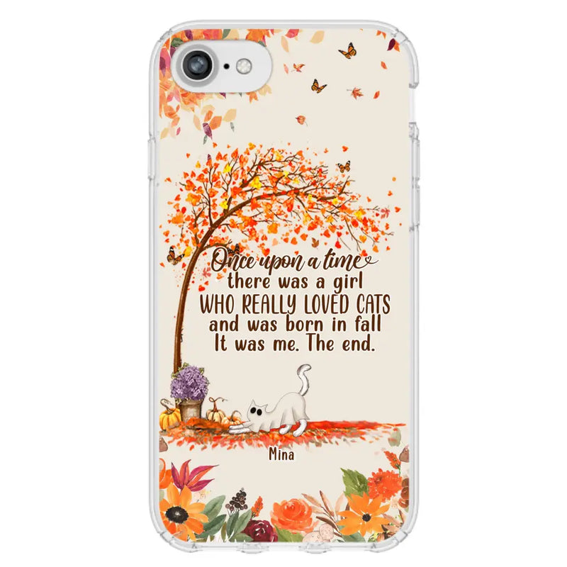 Personalized Cat & Fall Phone Case - Up to 6 Cats - Autumn Gift For Cat Lover - Once Upon A Time - Case For iPhone And Samsung
