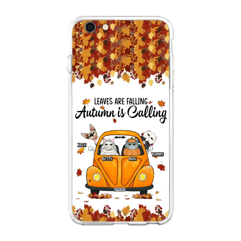 Personalized Pet Phone Case - Gift Idea For Cat/Dog Lovers - Up to 4 Pets - Case For iPhone/Samsung - Leaves Are Falling Autumn Is Calling